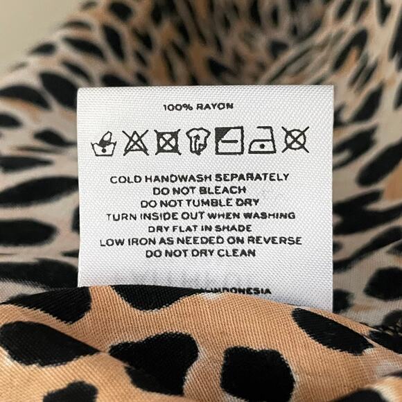 Faithfull the Brand Dress Womens Size 4 Tan Black Noemie Midi Leopard Print Slip - Picture 14 of 15